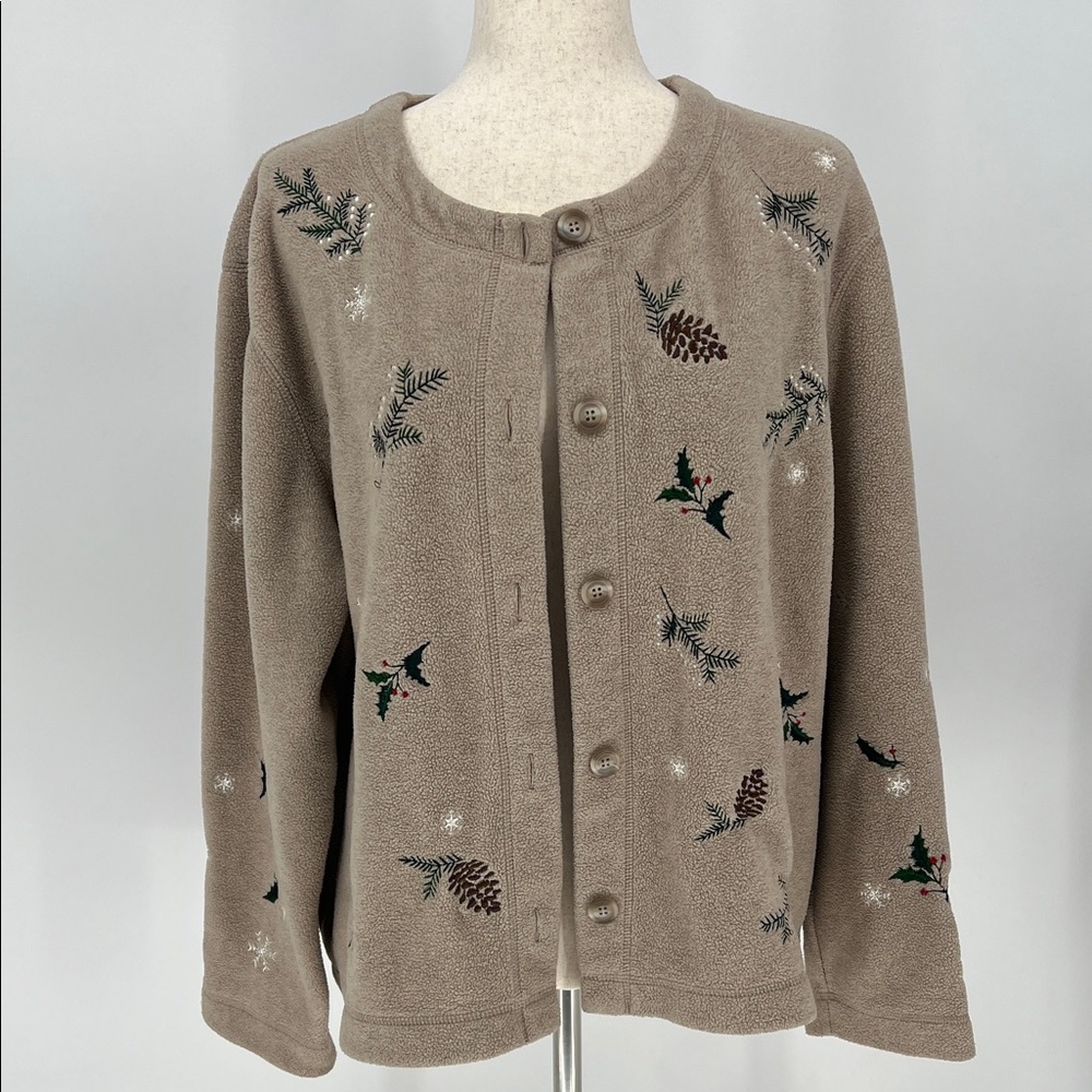 Talbots Vintage Brown Embroidered Teddy Jacket